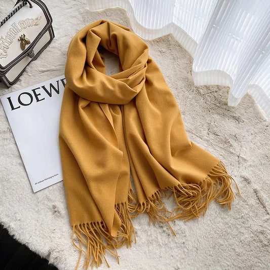 Faux Cashmere Scarf - Yellow