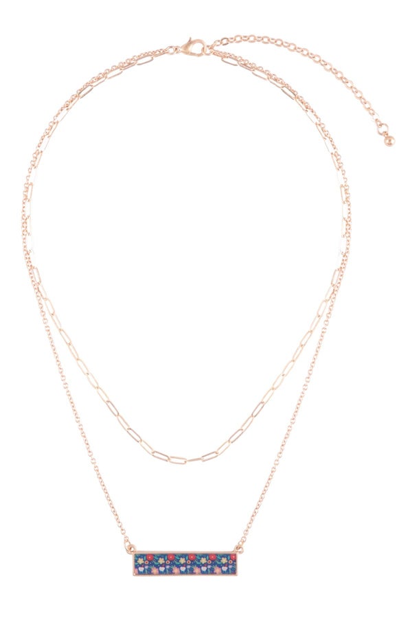 Double Layer Floral Bar Necklace