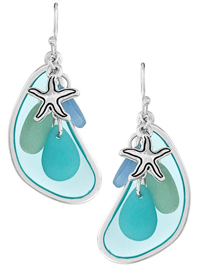 Sea Glass and Starfish Earrings