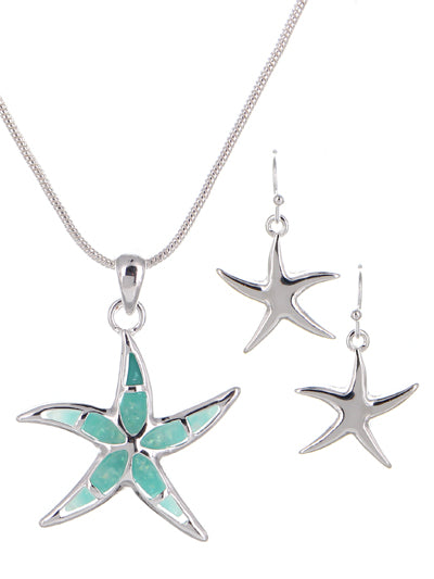 Sea Glass Starfish Necklace Set