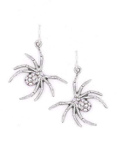 Spider Dangle Earrings - Silver
