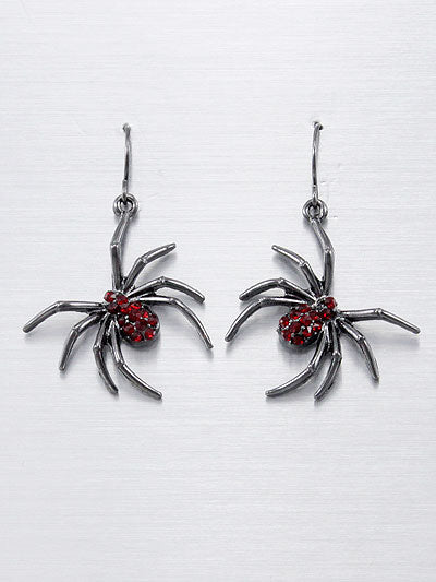 Spider Dangle Earrings - Red