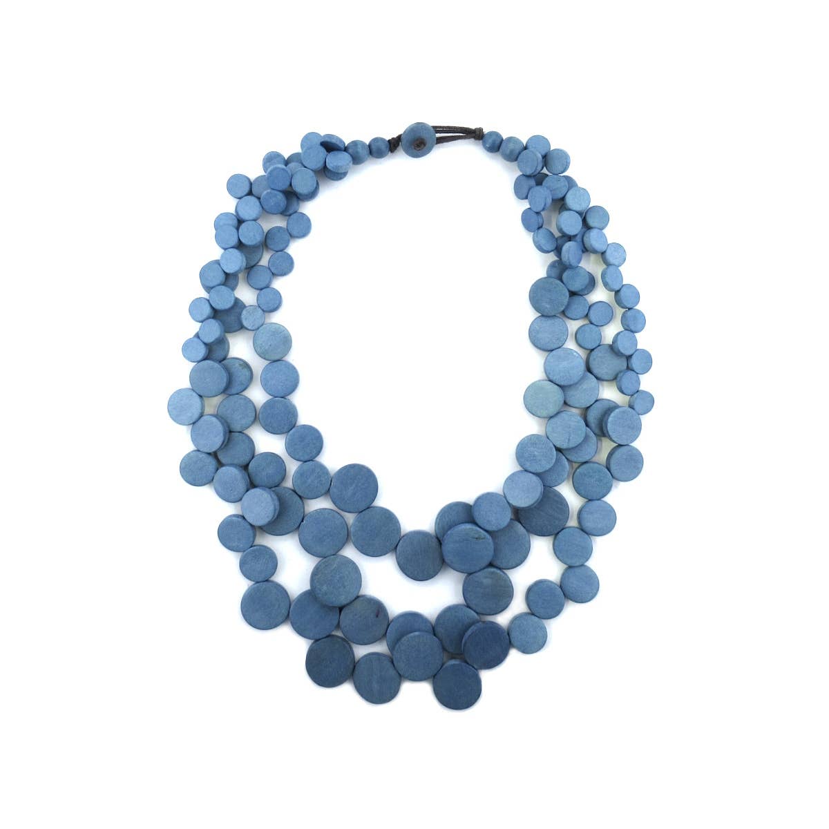Jean denim blue wood bead necklace