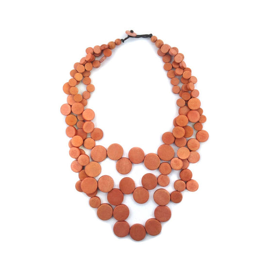 Alani orange wood bead neckace
