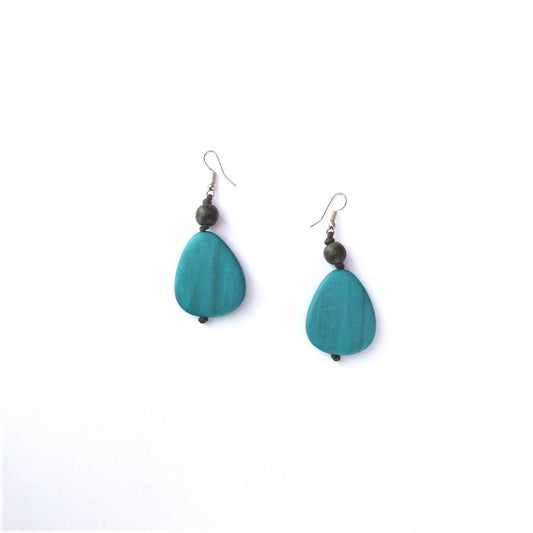 Celeste turquoise wood bead earrings
